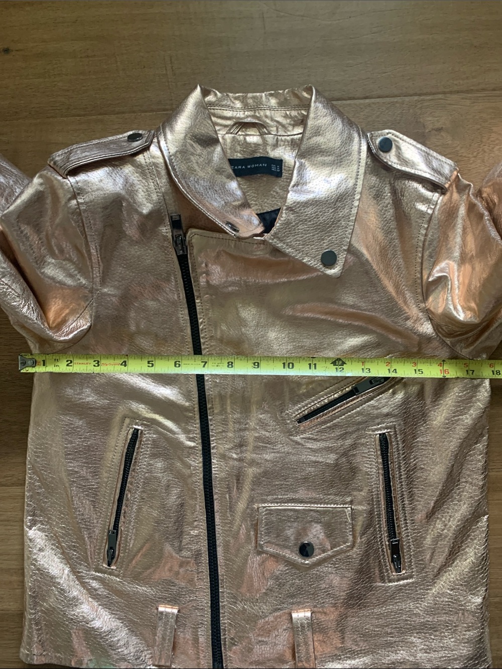 Metallic Rose Gold Moto Jacket - Women Size M - Picture 7 of 7